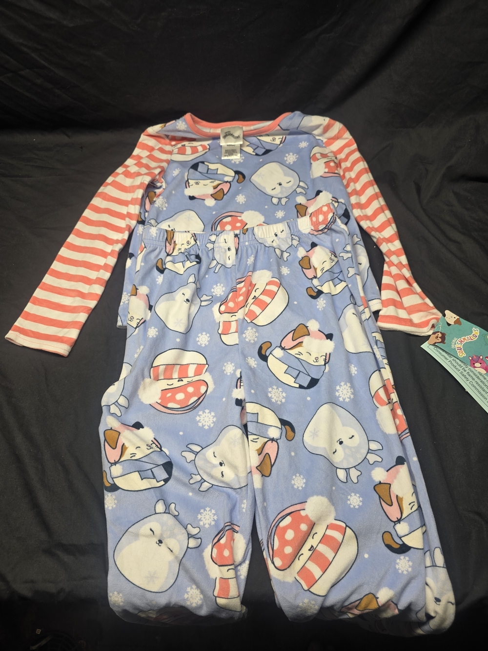 NWT Original Squishmallows Girls Fleece Pajama Set Size S 6/6X Winter Holiday